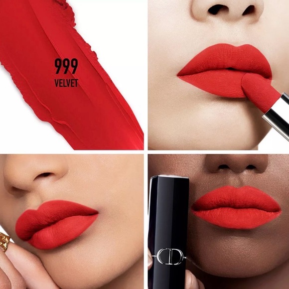 Dior Cream Pouch with Pink Embroidered Accents with Dior lipstick and Eye Liner - Picture 11 of 13